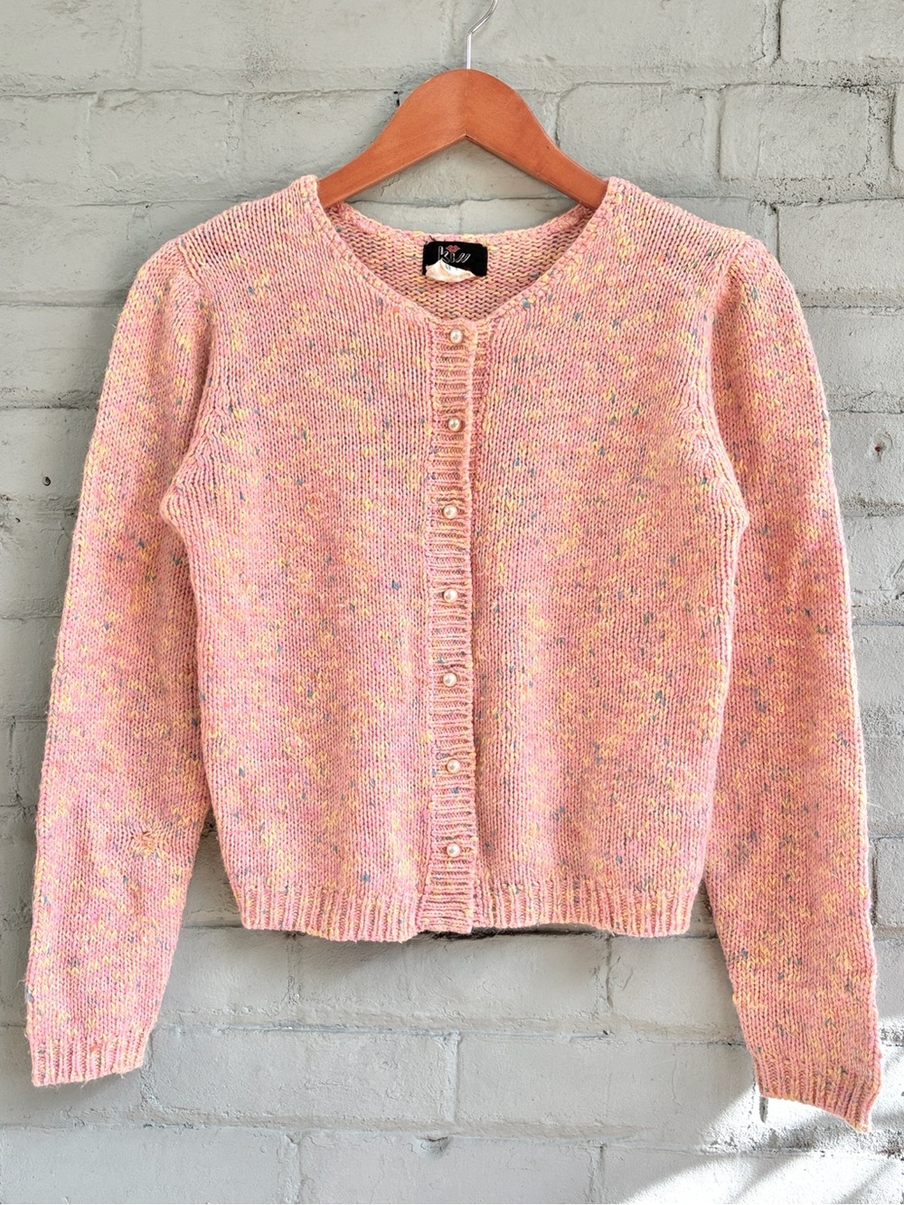 Vintage Pink Wool and Angora Knit Cardigan Like New
